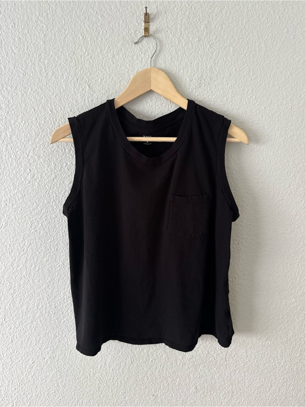 Black Cotton Muscle Tank Tee Front Pocket in great condition. Brand is a.n.a.